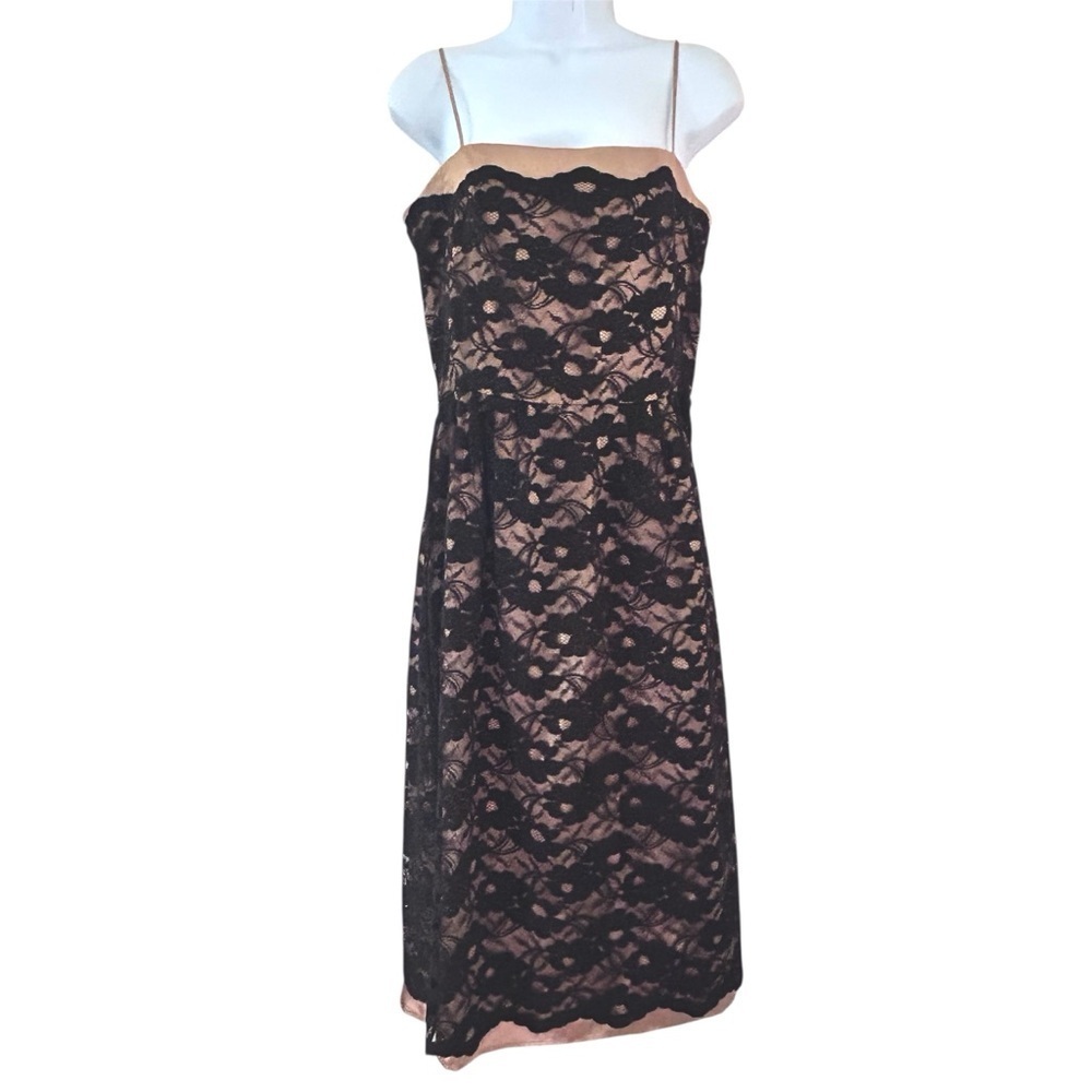 Vintage 90s Y2K Black Lace Satin Dress size M Party Formal Whimsigoth